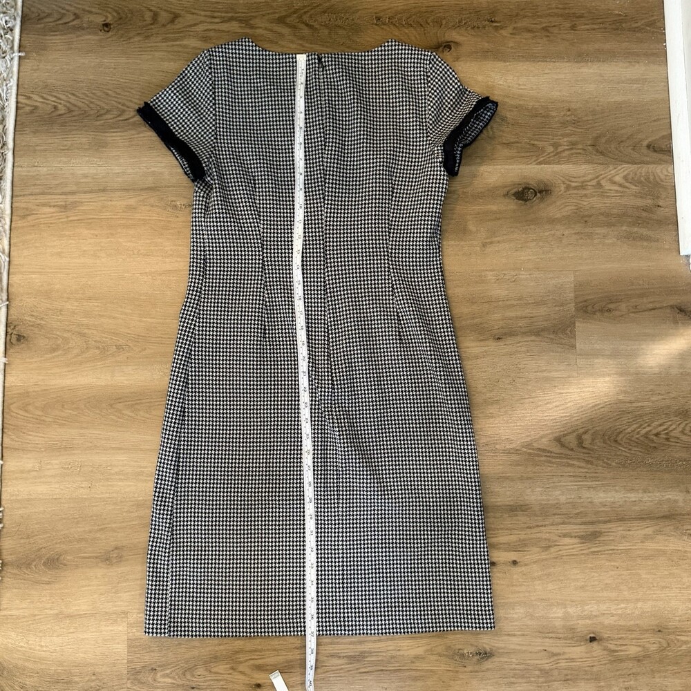 Talbots Houndstooth Sheath Dress Size 6 Navy Trim Pockets - Picture 11 of 13